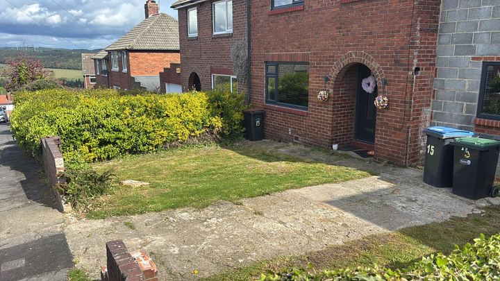 Front garden hedge and lawn tidied